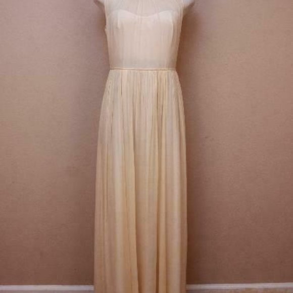 J Crew Megan Long Dress Silk Chiffon Champagne - Picture 2 of 6